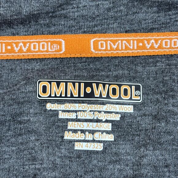 OMNI-WOOL Pullover Men's XL Gray Mock Neck Quarter Zip Base Layer Thumbholes - Picture 8 of 10